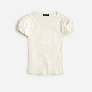 J.Crew Vintage rib T-shirt with cotton poplin puff sleeves XXL